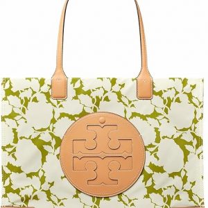 TORY BURCH  |  Ella Rose Green Tote Floral Printed Faux Leather Handbag