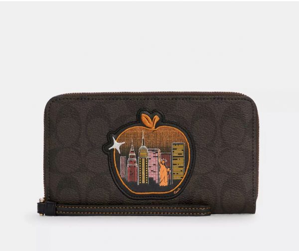 COACH  | Dempsey Large Phone Wallet In Signature Canvas With Souvenir Skyline Apple