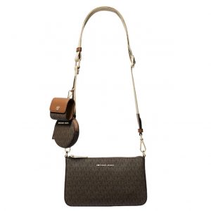 MICHAEL KORS  |   Jet Set Logo Crossbody Bag with Case for Apple Airpods Pro (Brown)