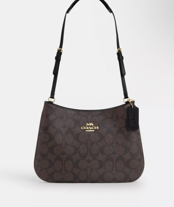 COACH  |   Penelope Shoulder Bag In Signature Canvas (Brown / Black)