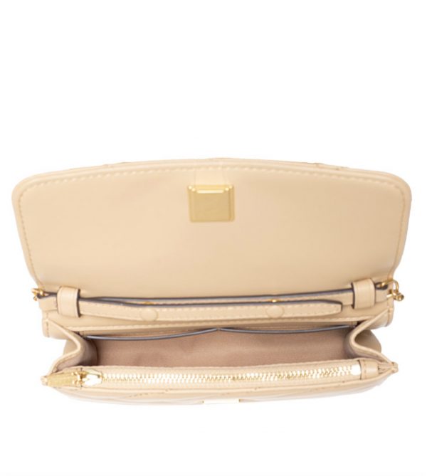 TORY BURCH  |  Kira Chevron Mini Top Handle Chain Wallet (Desert Dune) - Image 2