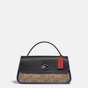 COACH x CHAMPION  |  Turnlock Clutch in Signature Canvas (TAN BLACK)