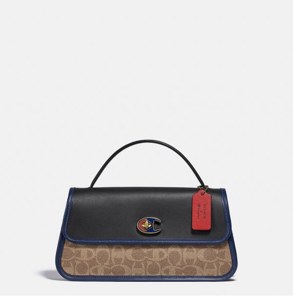 COACH x CHAMPION  |  Turnlock Clutch in Signature Canvas (TAN BLACK)
