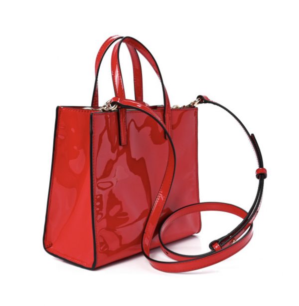 MARC JACOBS  |  Patent Calfskin Mini Grind Tote (Valiant Poppy) - Image 3