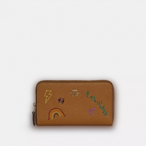 COACH |  Medium Id Zip Wallet With Diary Embroidery