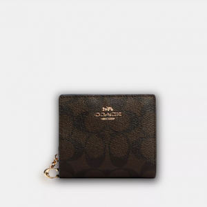 COACH |  Snap Wallet In Signature Canvas (BROWN/ BLACK)