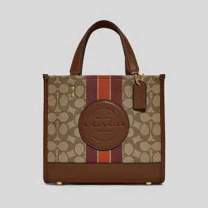 COACH  |  Dempsey Tote 22 In Signature Jacquard With Stripe And Coach Patch (Khaki Multi)