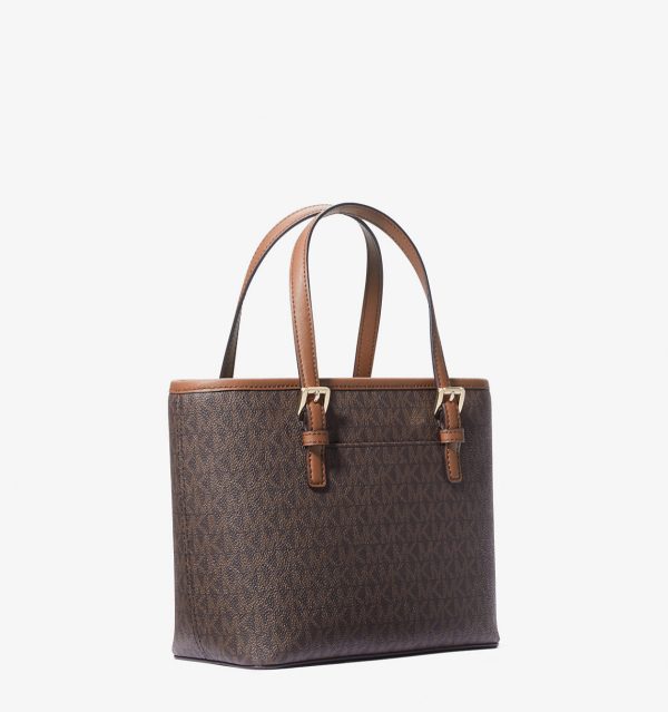 MICHAEL KORS  |  Jet Set Travel Extra-Small Logo Top-Zip Tote Bag (Brown) - Image 3