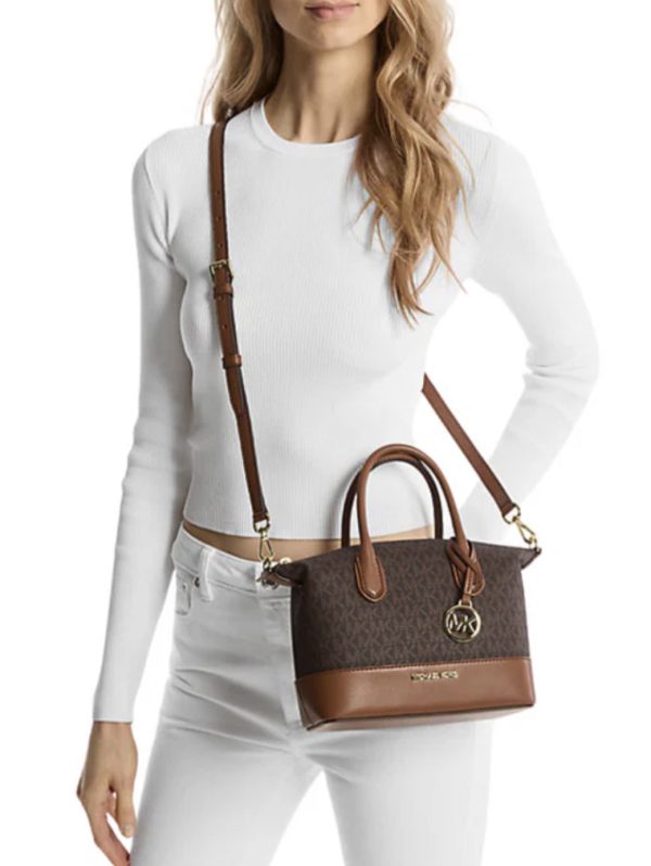 MICHAEL KORS  |  Hyde Small Pebbled Leather Satchel (Brown) - Image 3