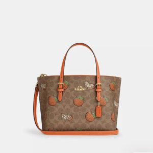 COACH  |  MOLLIE TOTE BAG 25 IN SIGNATURE CANVAS WITH ORANGE PRINT