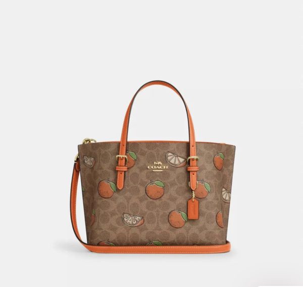 COACH  |  MOLLIE TOTE BAG 25 IN SIGNATURE CANVAS WITH ORANGE PRINT