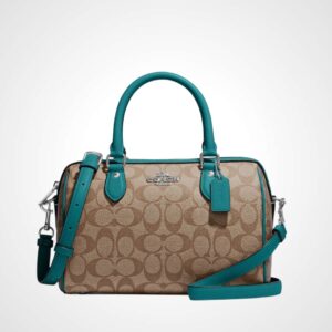COACH  |  Rowan Satchel Bag In Signature Canvas (Khaki / Teal)