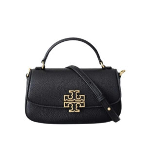 TORY BURCH | Britten Mini Top Handle Leather Bag (Black)