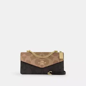 COACH | Klare Envelope Crossbody Bag In Blocked Signature Canvas (Walnut / Tan)