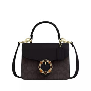 COACH | Courtney Top Handle Bag In Signature Canvas (Walnut / Black)