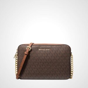 MICHAEL KORS | Jet Set Large Printed Logo Crossbody (Brown)