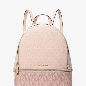 MICHAEL KORS | Rhea Medium Color-Block Signature Logo Backpack (PWD BLSH MLT)