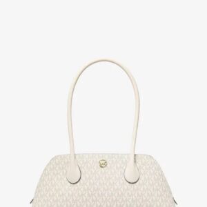 MICHAEL KORS | Petra Medium Signature Logo Shoulder Bag (Light Cream Multi)